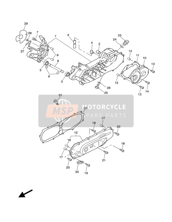 Yamaha EW50 SLIDER 2002 Carter voor een 2002 Yamaha EW50 SLIDER